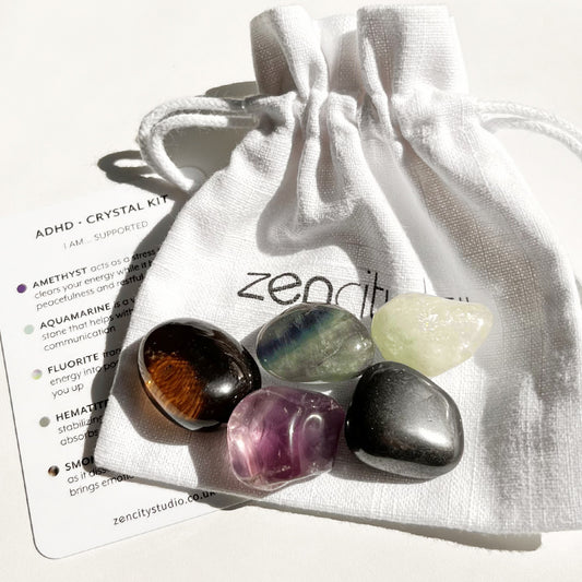 A carefully curated crystal kit, containing five crystals that work together to support your intension