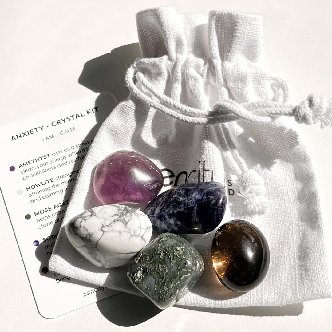 A carefully curated crystal kit, containing five crystals that work together to support your intension