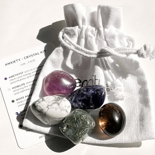A carefully curated crystal kit, containing five crystals that work together to support your intension
