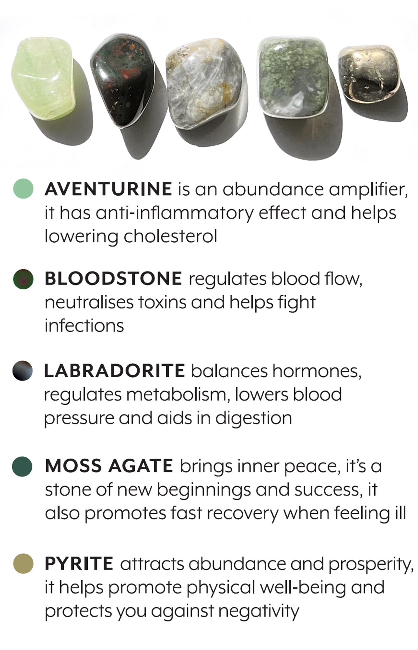 A carefully curated crystal kit, containing five crystals that work together to support your intension