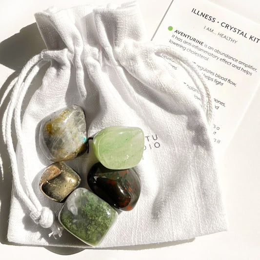 A carefully curated crystal kit, containing five crystals that work together to support your intension