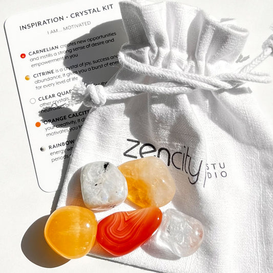 A carefully curated crystal kit, containing five crystals that work together to support your intension