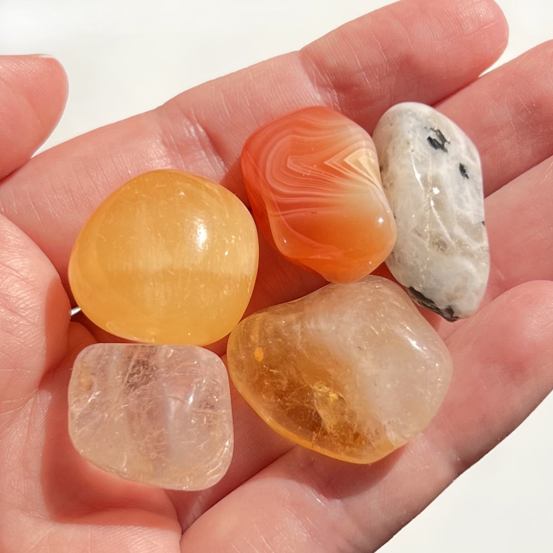 A carefully curated crystal kit, containing five crystals that work together to support your intension