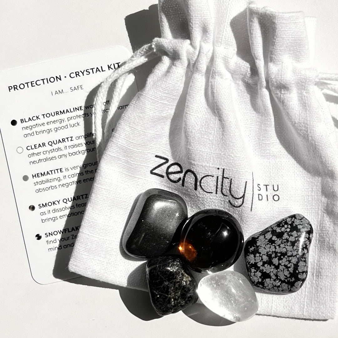 A carefully curated crystal kit, containing five crystals that work together to support your intension