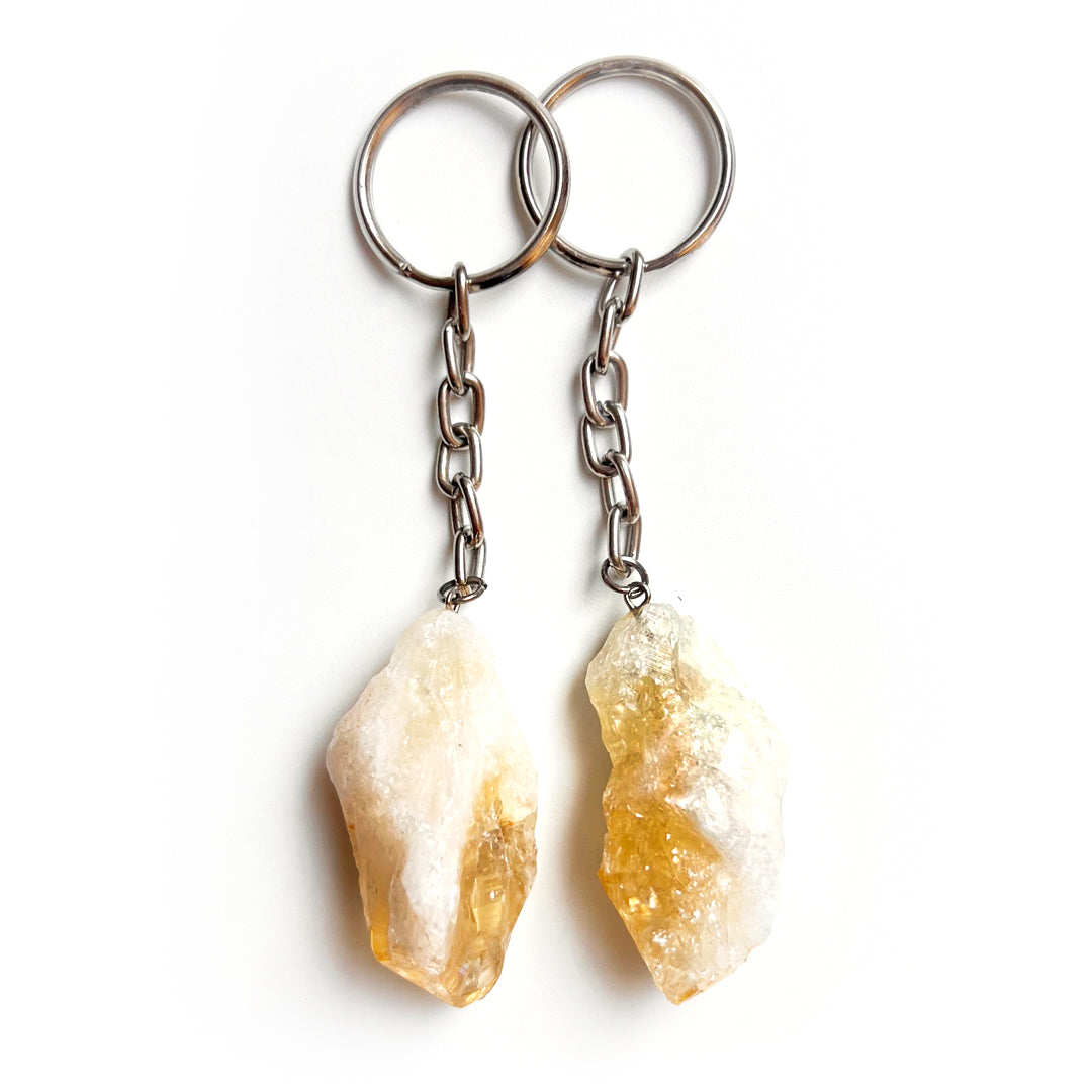 Natural Raw Citrine Crystal Keychain
