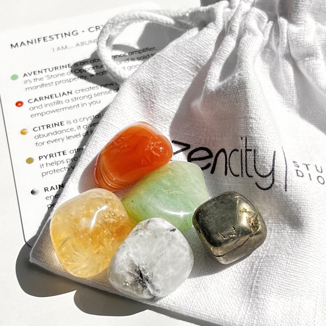 A carefully curated crystal kit, containing five crystals that work together to support your intension
